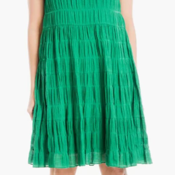 MAX STUDIO LONDON Texture Tiered Stretch Cotton Dress - Picture 3 of 6